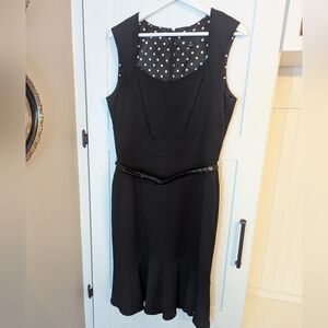 White House Black Market Black Asymmetrical Dress with Polka Dot Detail